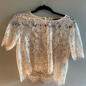 Lace off white top